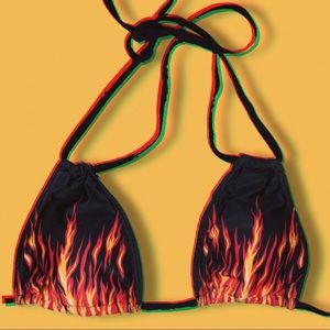 Shein flame bikini top so cute